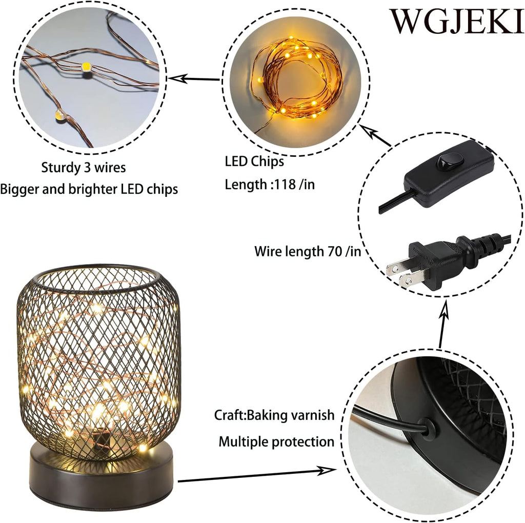 Starry Sky LED Desk Lamp Iron Mesh Retro Bedroom Decor K7a