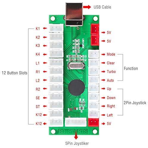 Arcade Gamepad DIY Kit with Oval Joystick and LED Buttons k7