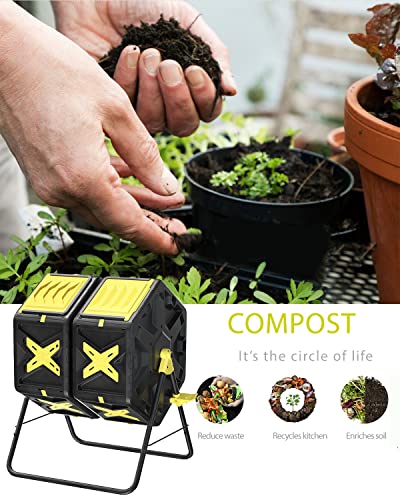 Tumbling Compost Bin 18.5 Gal Outdoor Rotating Composter k7