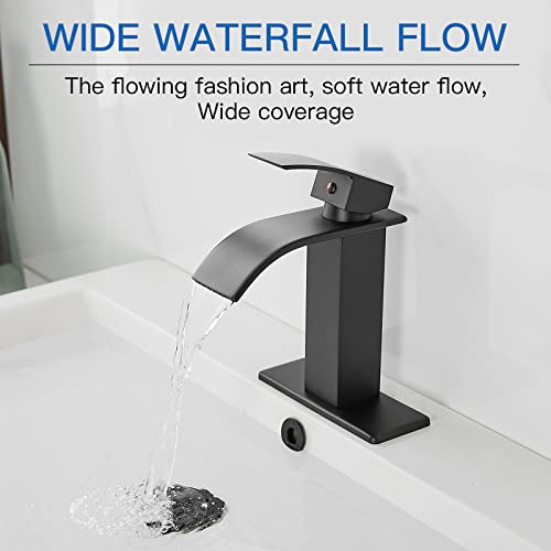 BWE Bathroom Faucet Oil Rubbed Bronze Waterfall Single Hole with Pop Up Drain R2874