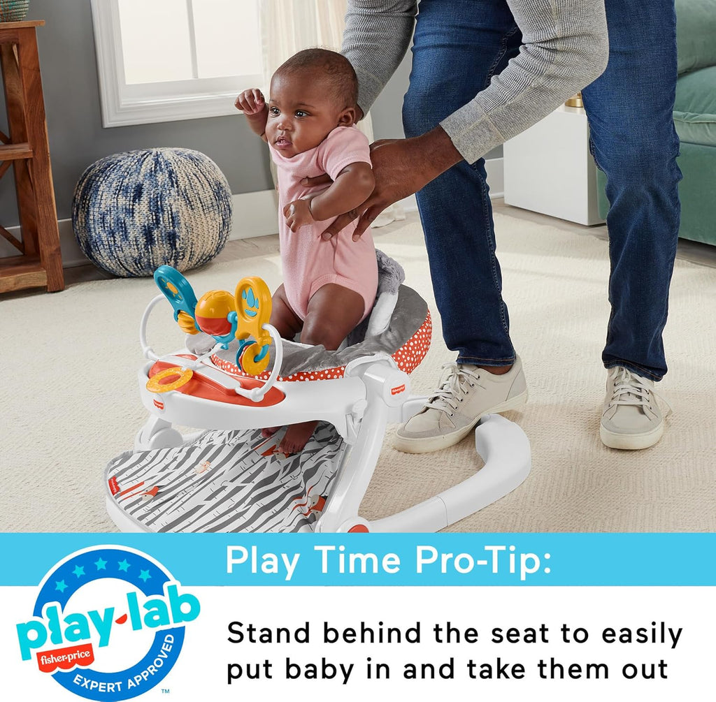 Fisher-Price Portable Baby Chair Sit-Me-Up Floor Seat with Snack Tray and Toy Bar T531256