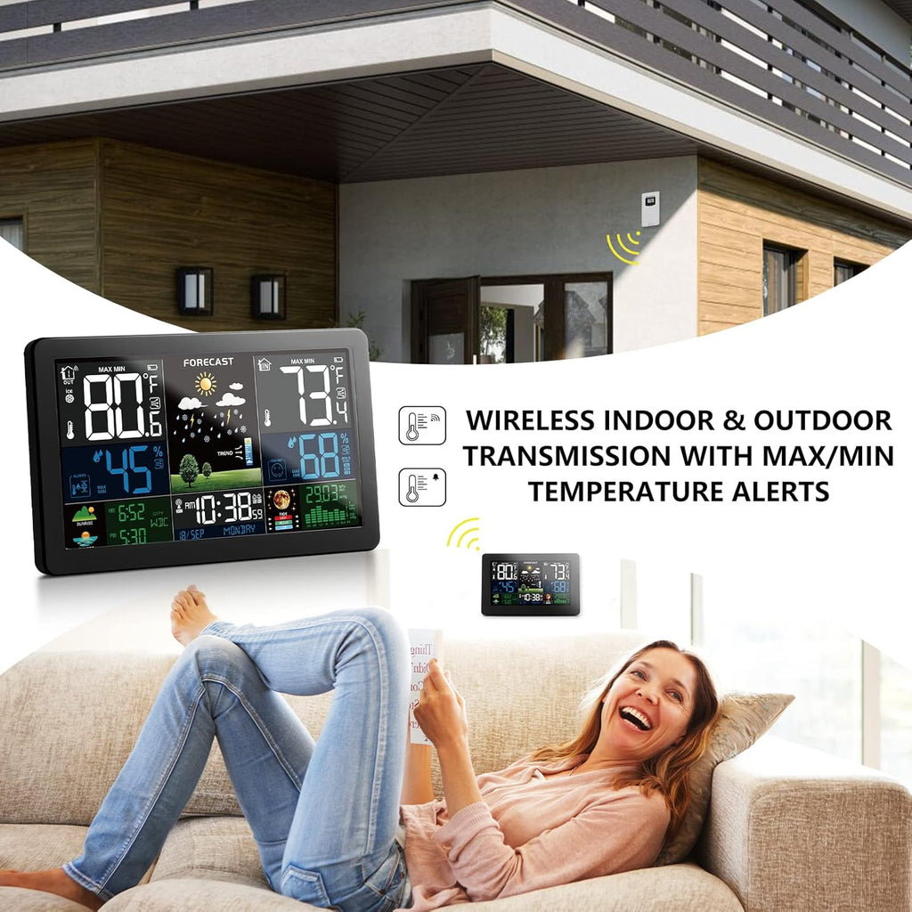 Wireless Indoor Outdoor Weather Station with 3 Remote Sensors and Color Display L200