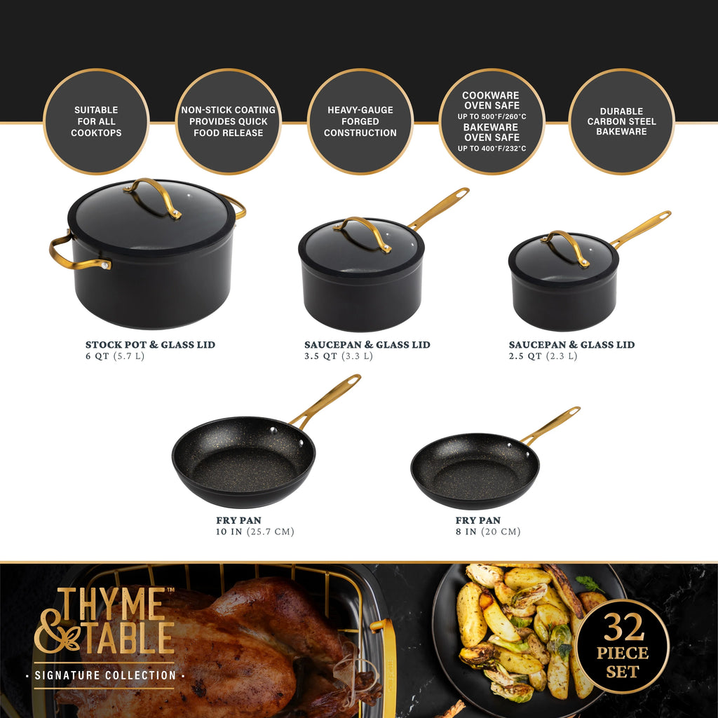 Non-Stick Cookware & Bakeware Set 32-Piece Black k7