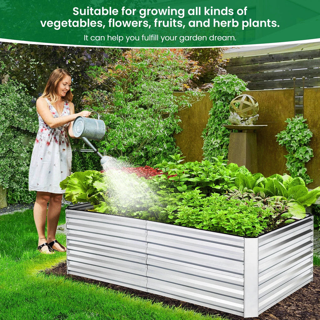 SEJOV Galvanized Raised Garden Bed 6ftx3ftx2ft Metal Planter Box S619