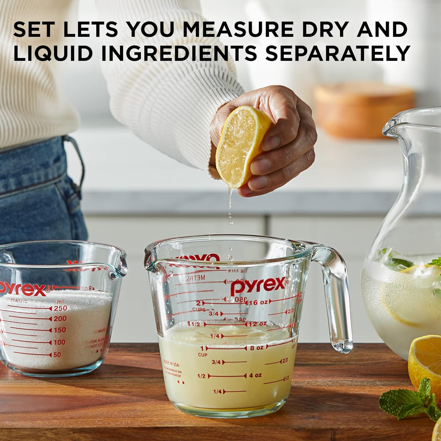 Pyrex 2 Piece Glass Measuring Cup Set, 1-Cup & 2-Cup, Oven Safe K18915