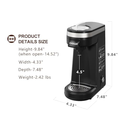 CHULUX Single Serve Coffee Maker for K Cup & Ground Coffee, Red G86426