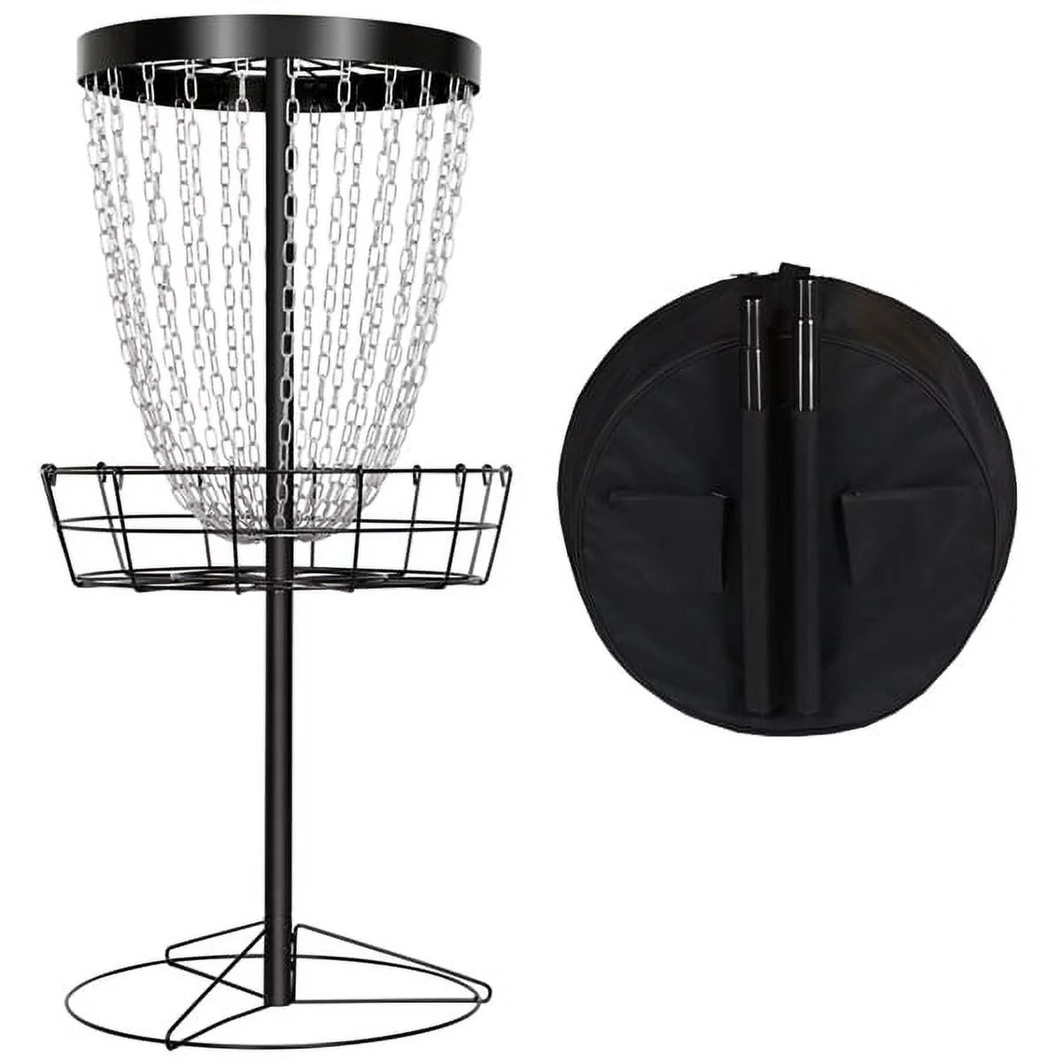 SmileMart 24-Chain Disc Golf Goal with Carrying Bag and 3 Discs, Black Z67541