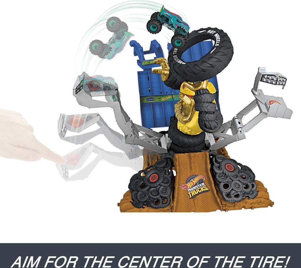 Hot Wheels Monster Trucks Arena Smashers Mega-Wrex vs. Crushzilla Takedown Playset N990