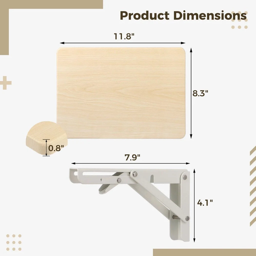Heavy Duty Folding Shelf with Bracket, Wall Mounted Wooden Table I835336