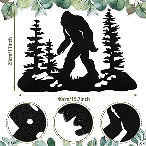 Bigfoot Yard Statue Metal Wall Decor Black 7k