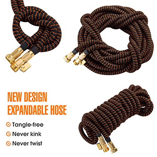 Expandable Garden Hose 50ft with Spray Nozzle Brass Connectors k7