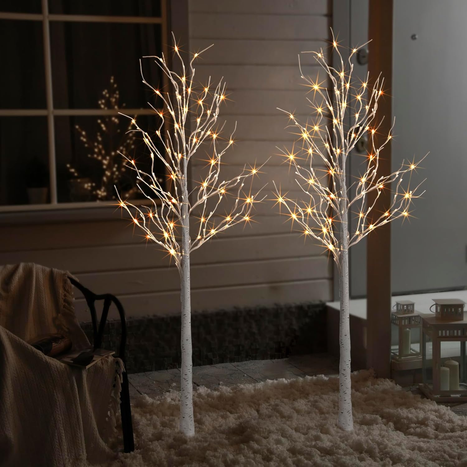 Lighted Birch Tree 2 Pack 6ft Warm White Lights Indoor Outdoor Decor k7m