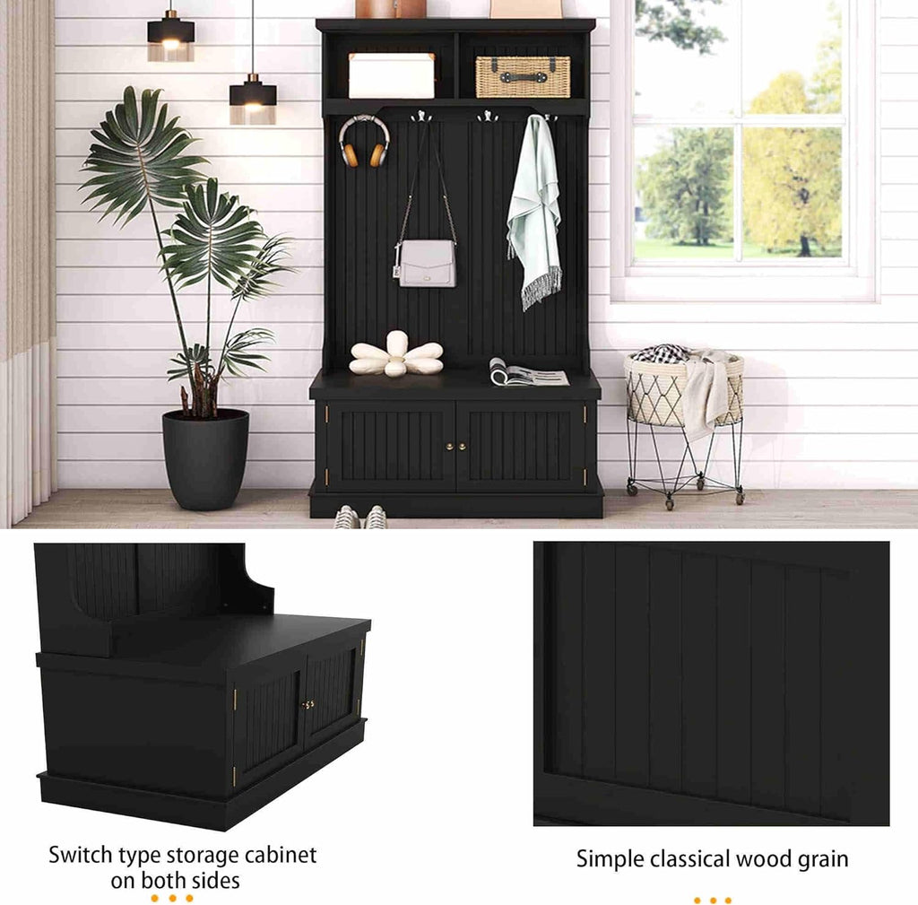 Hall Tree with Bench and Shoe Storage, Coat Rack Y5187