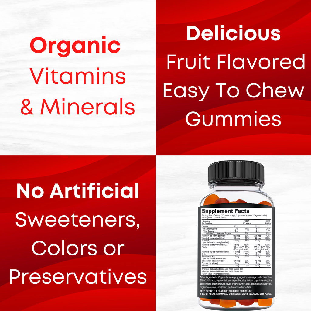 USDA Organic Kids Multivitamin Gummies, 60 Count T440628
