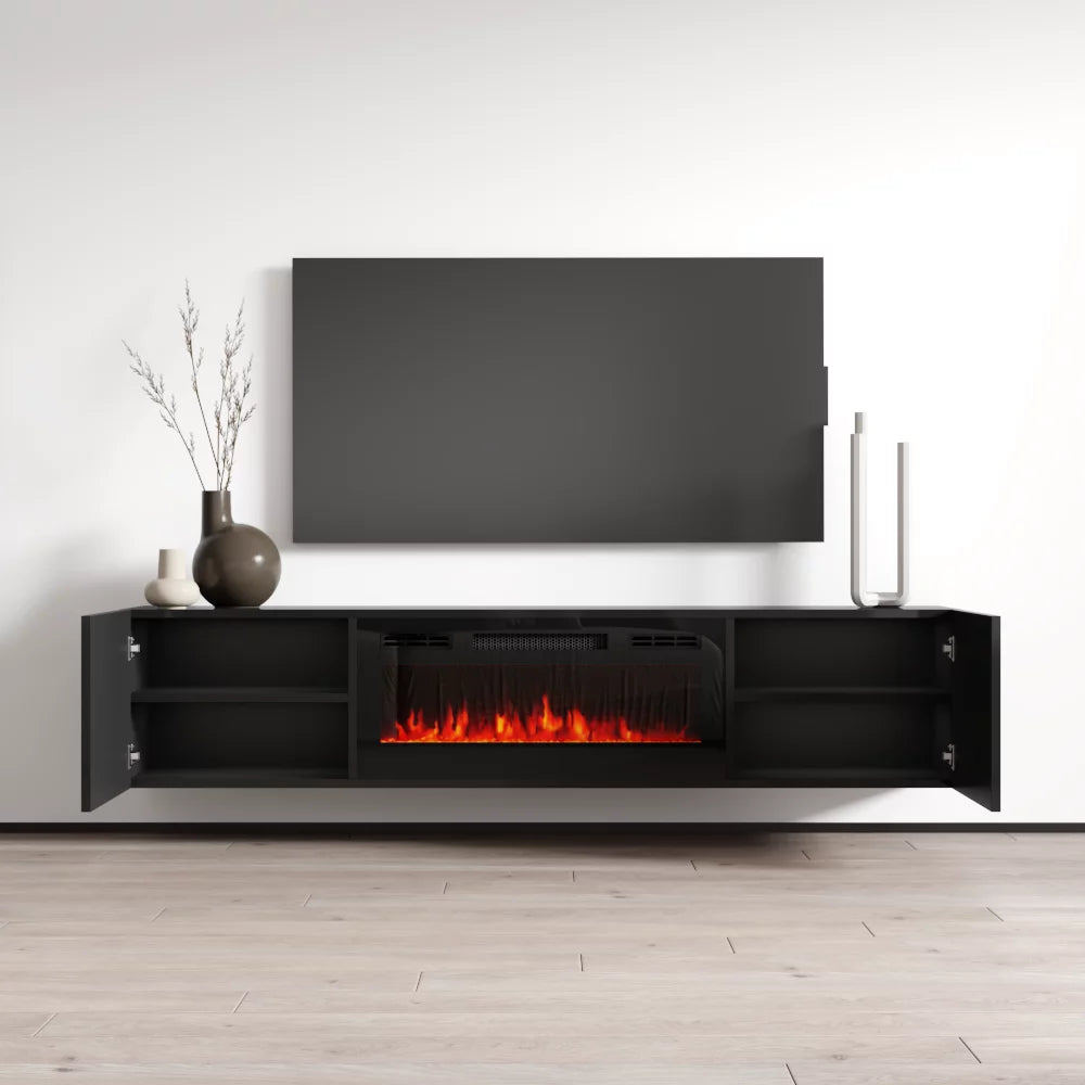 Cali BL-EF Floating Fireplace TV Stand for TVs up to 80", 72" Entertainment Center P21935