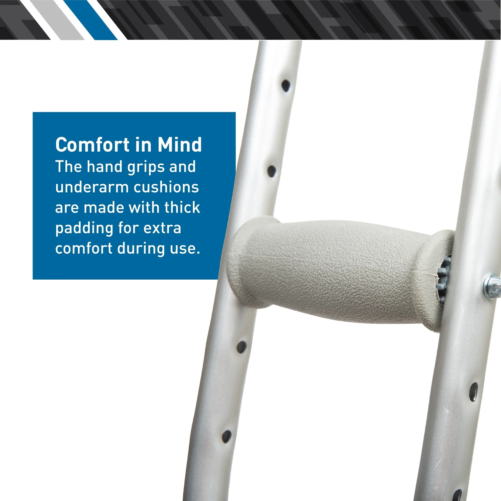 BodyMed Lightweight Aluminum Crutches Pair, Adult Medium, Height Adjustable Q712