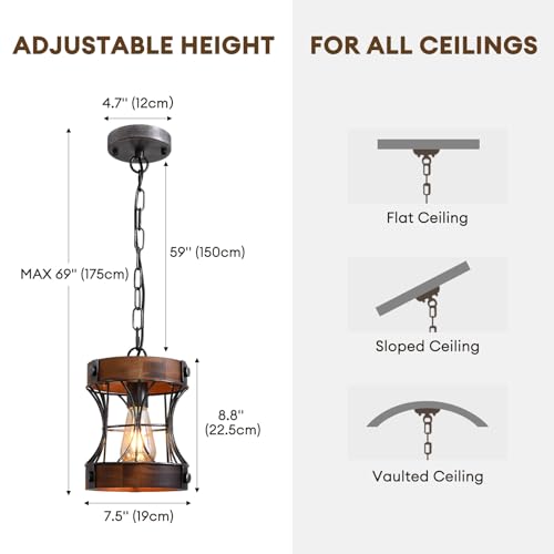 Rustic Wood Pendant Light for Dining Room and Kitchen Island a7