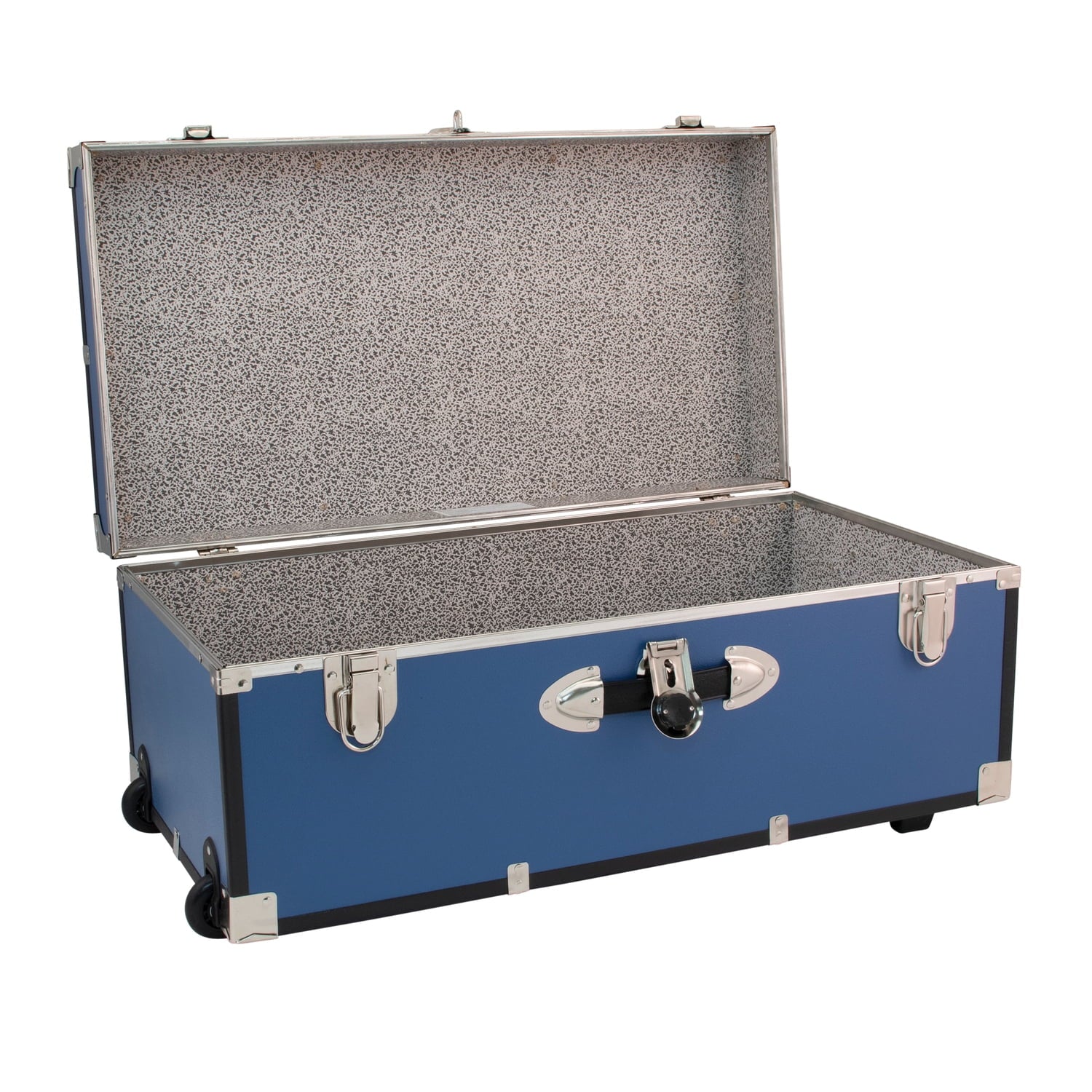Wood Trunk with Wheels and Lock Mist Blue k7q