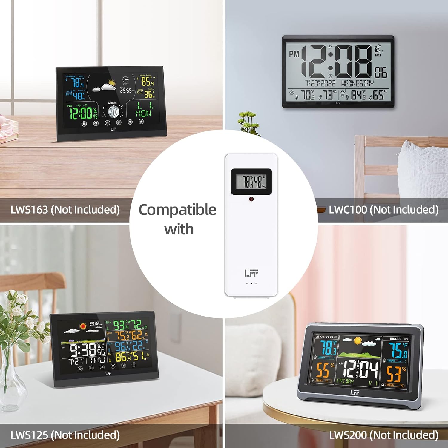 Wireless Weather Station with 2 Sensors, Indoor Outdoor Thermometer, Atomic Clock A184