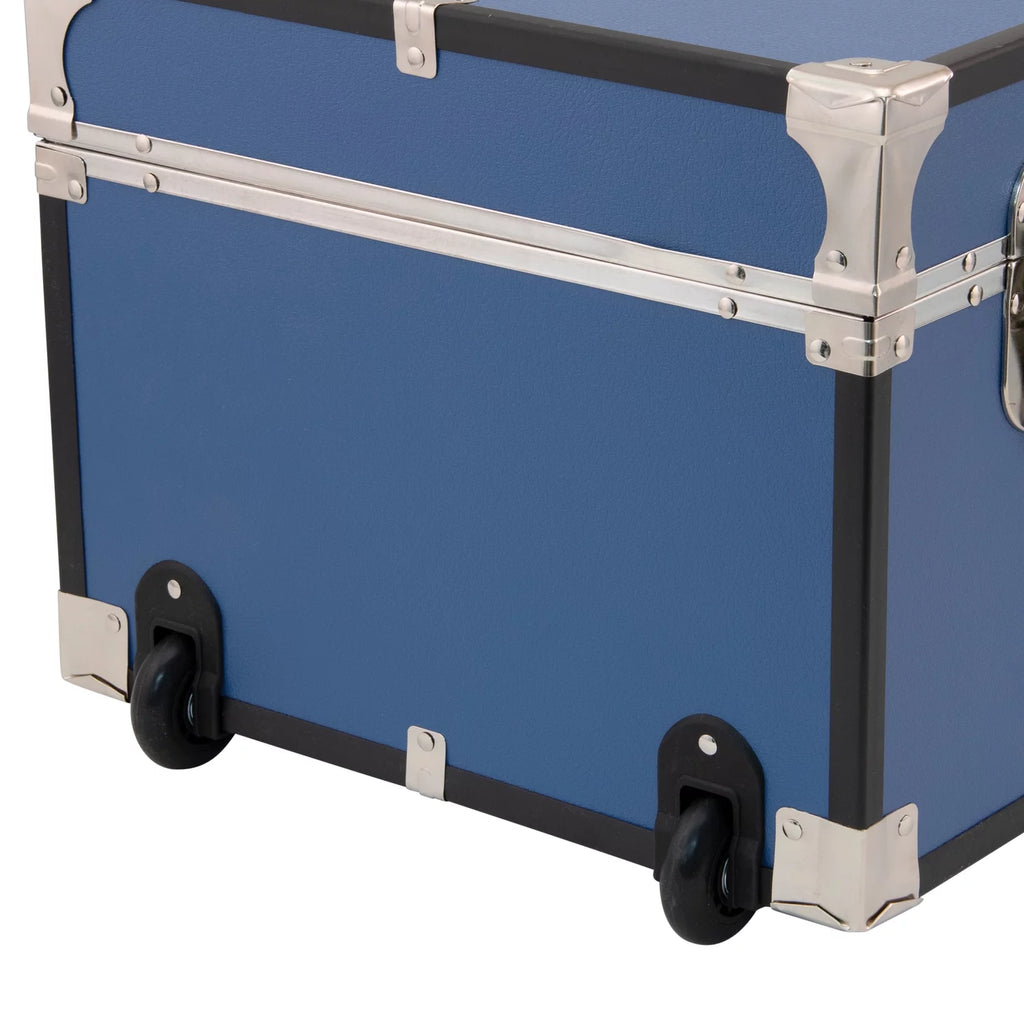 Wood Trunk with Wheels and Lock Mist Blue k7q