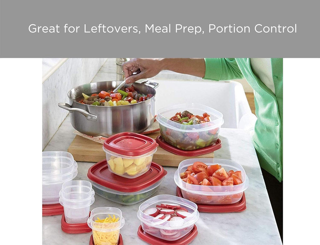 Rubbermaid Easy Find Lids Food Storage Containers 28 Piece Set, Red J944101