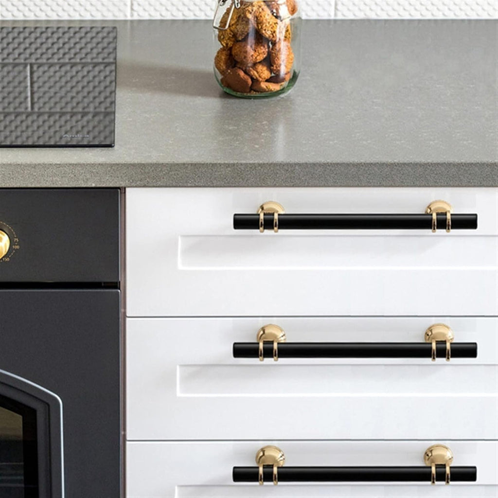 Cabinet Handles Drawer Pulls Modern Zinc Alloy Black Gold Kitchen Hardware J9461