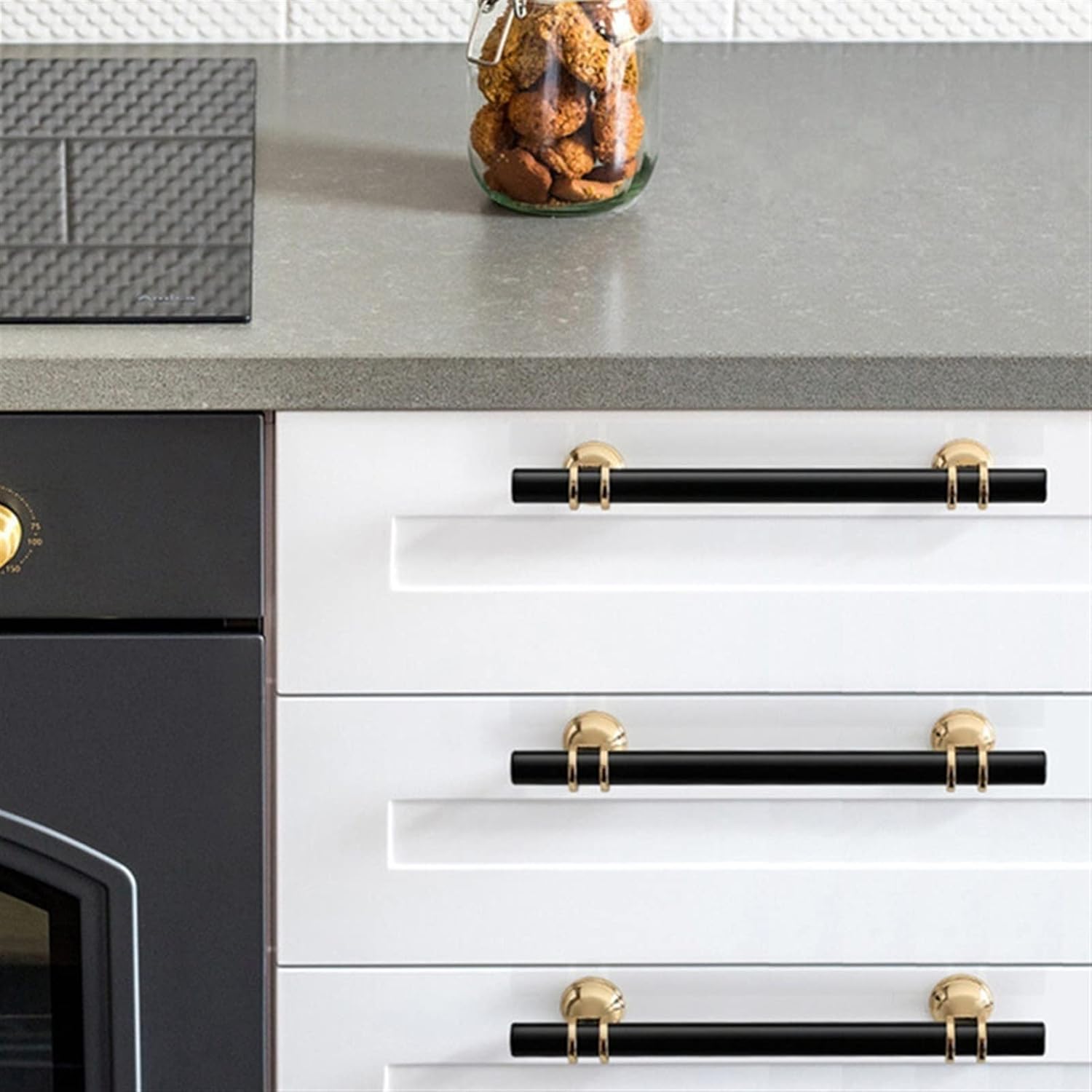 Cabinet Handles Drawer Pulls Modern Zinc Alloy Black Gold Kitchen Hardware J9461