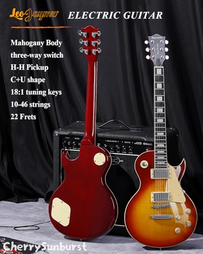 Leo Jaymz Full Size Single Cut Electric Guitar Mahogany with US Flag Sticker F202