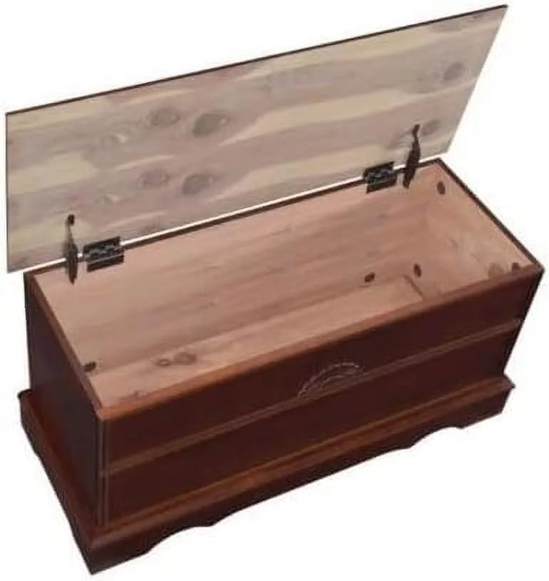 Cedar Lined Wood Storage Blanket Chest Trunk, Warm Brown E1208