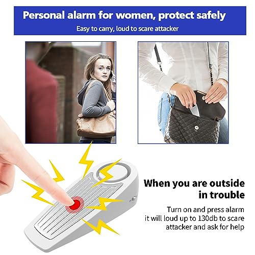 Door Stop Alarm 130dB Security Wedge for Home Travel, Black 2 Pack J803703