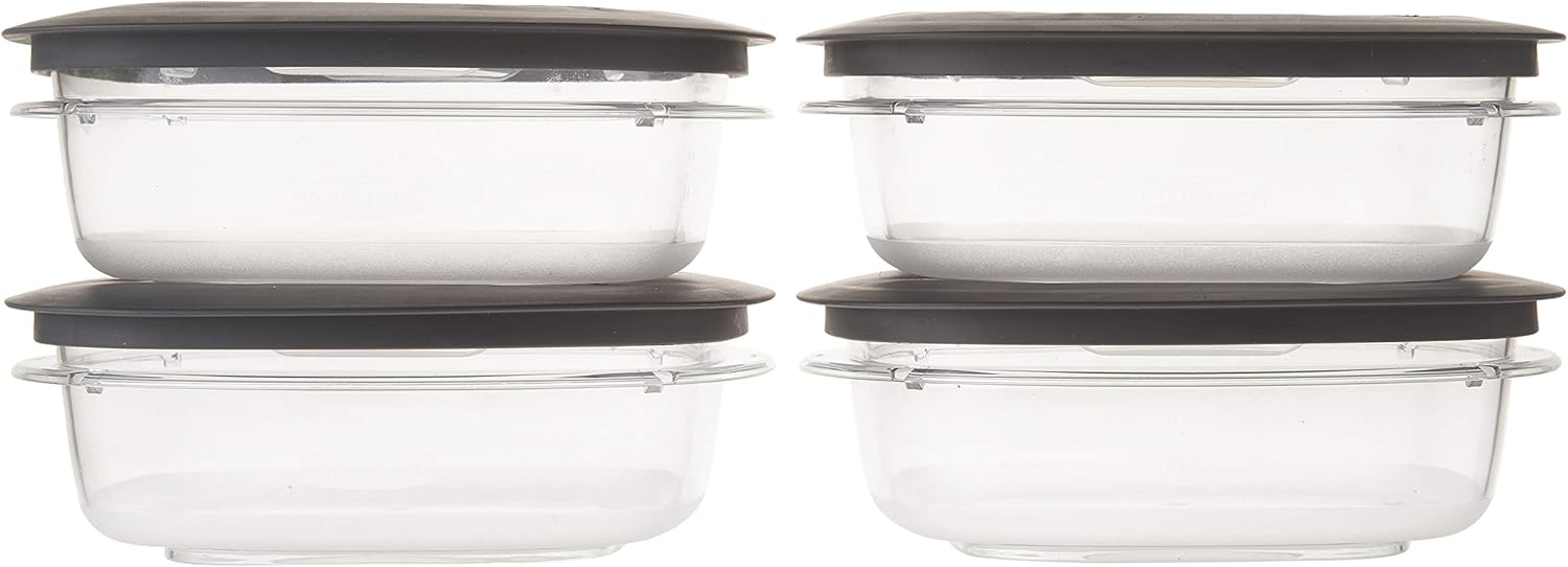 Rubbermaid Premier Food Storage Container, 3 Cup, Grey (4 Pack) E20341