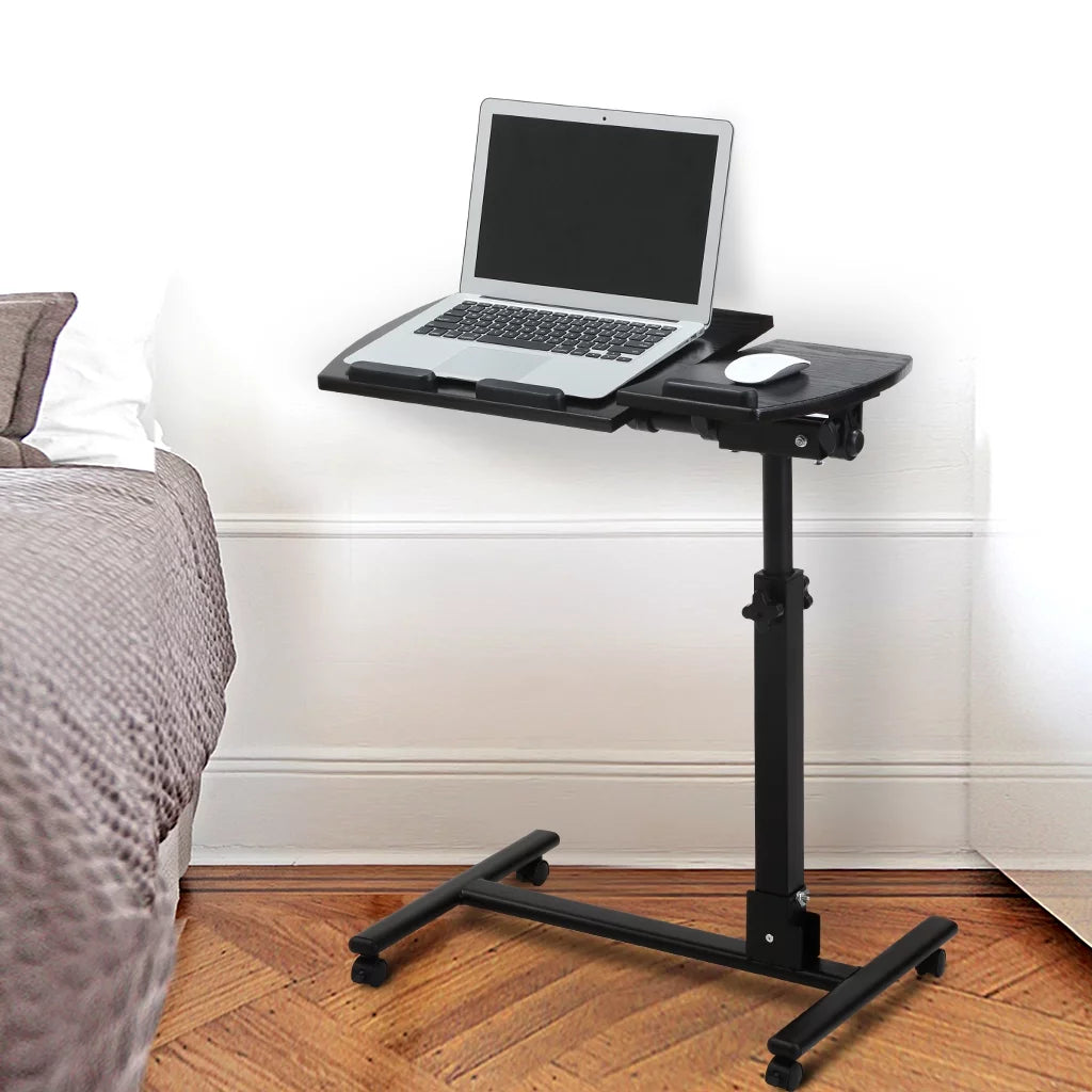 LANGRIA Height Adjustable Mobile Laptop Desk, Black Walnut M31858