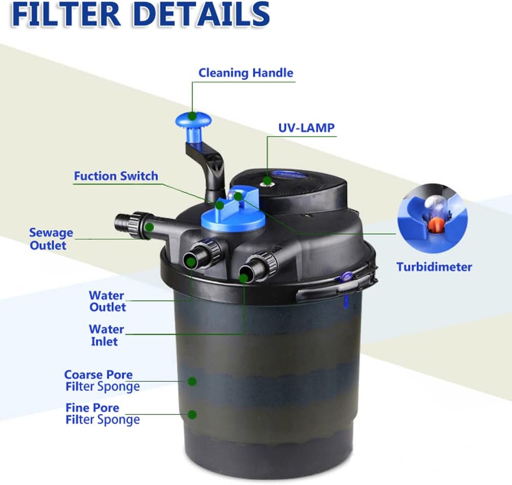 Bio Pressure Filter 1600 Gallons Fishpond Pump k7x
