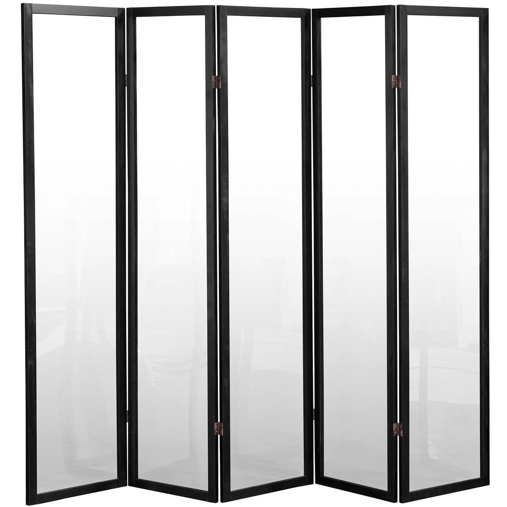 Oriental Furniture 6 ft. Tall Black 5 Panel Screen U8849