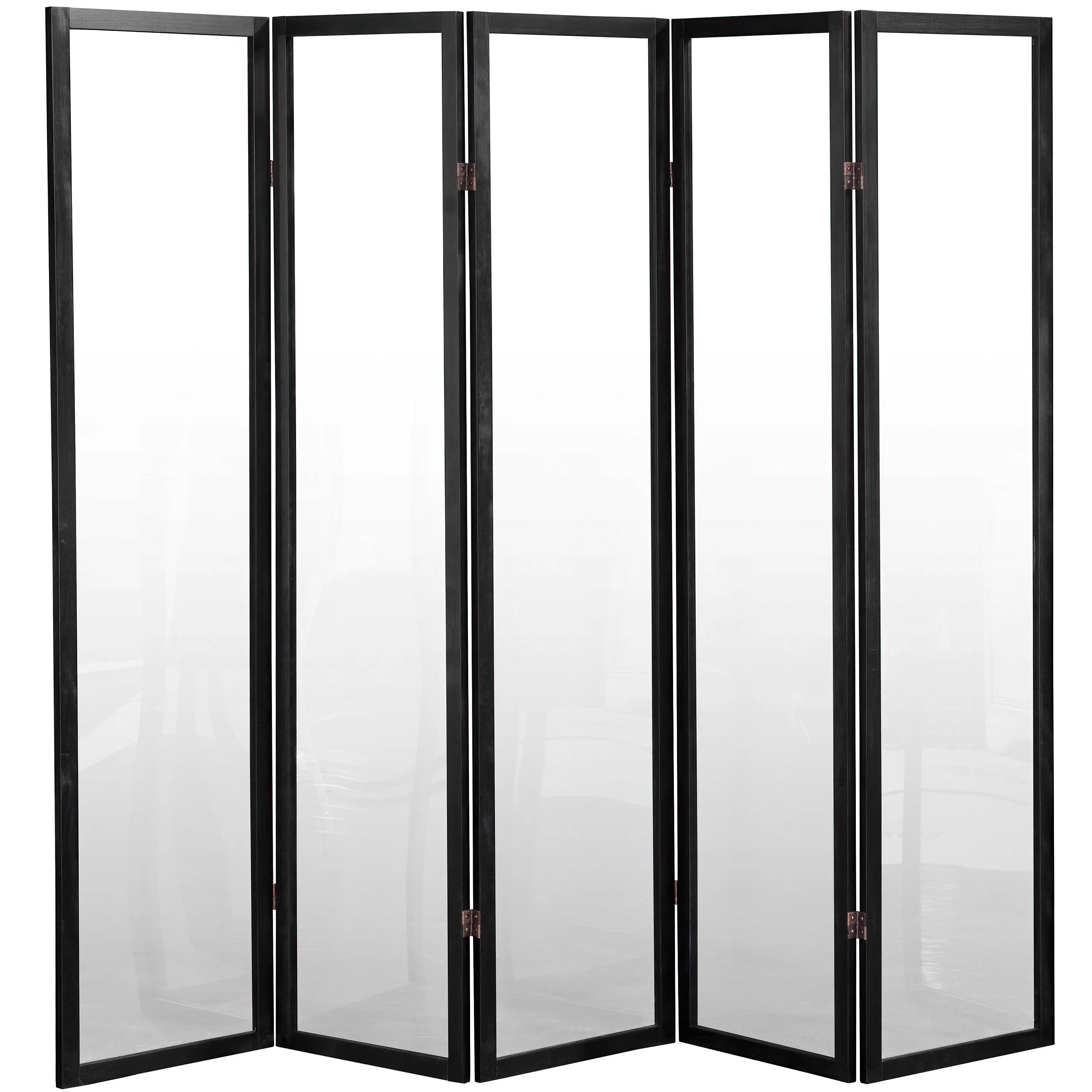 Oriental Furniture 6 ft. Tall Black 5 Panel Screen U8849