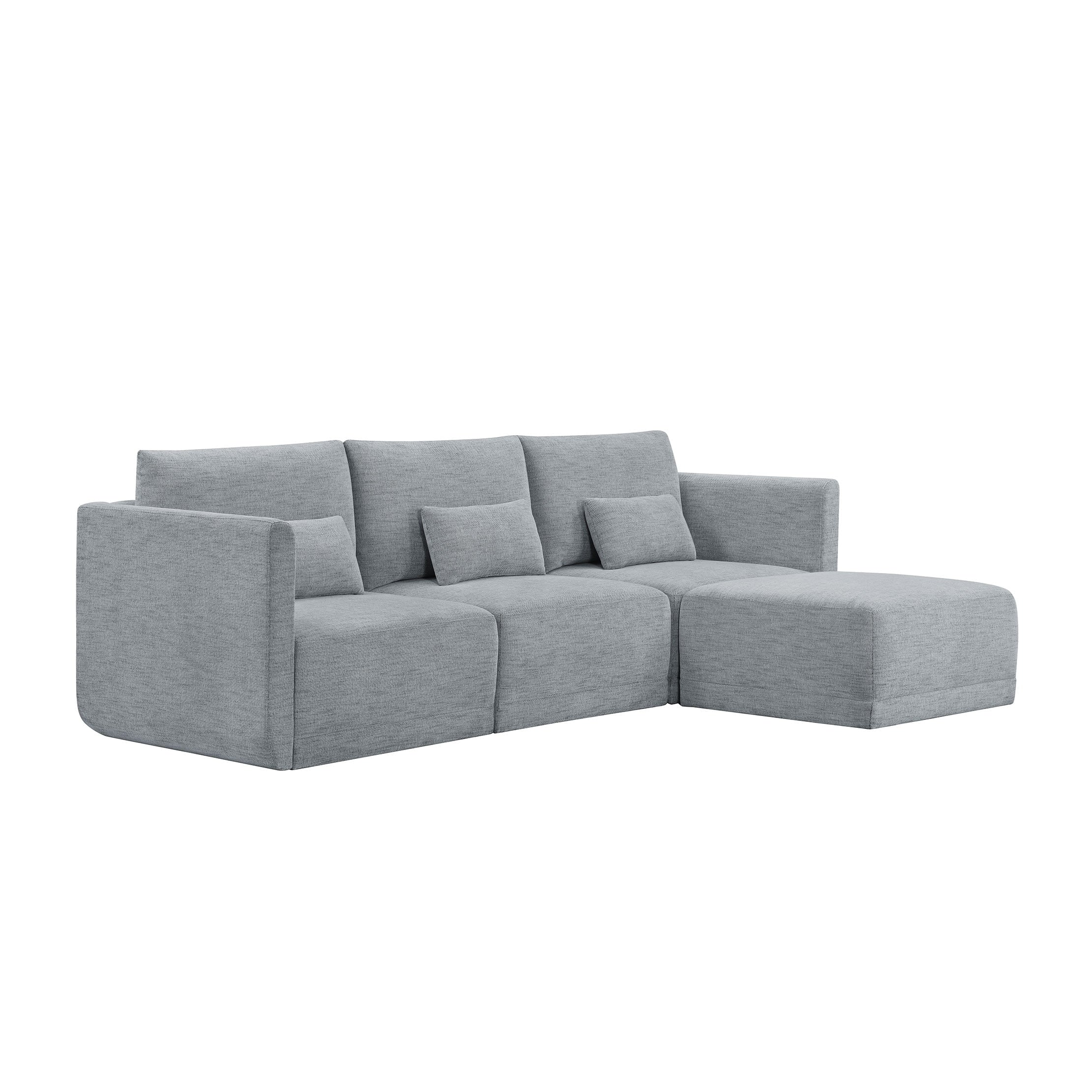 Modular Sectional Sofa with Ottoman Gray Fabric k7p