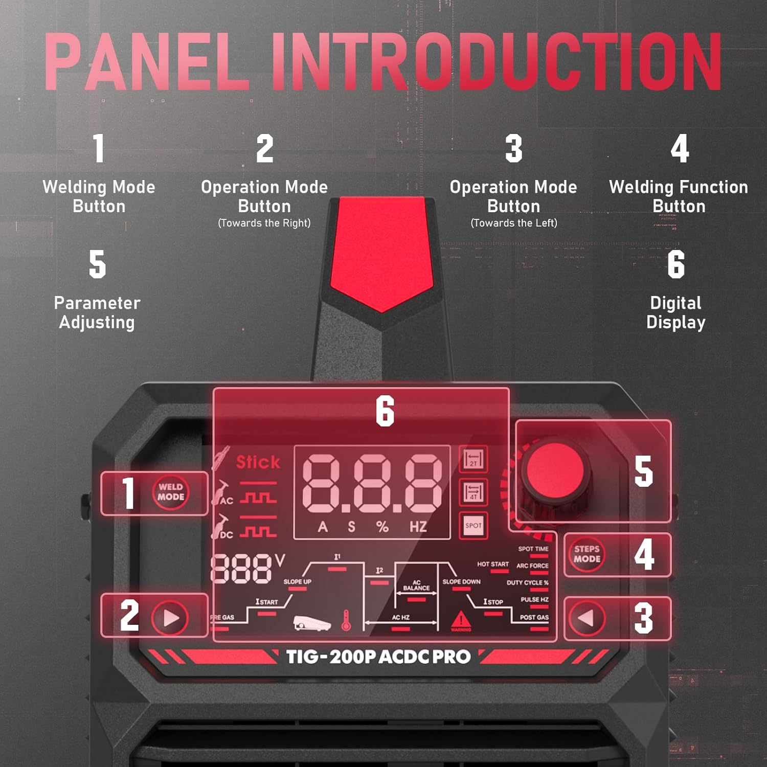 AC/DC Aluminum TIG Welder with Pulse LED Display, Dual Voltage k7m