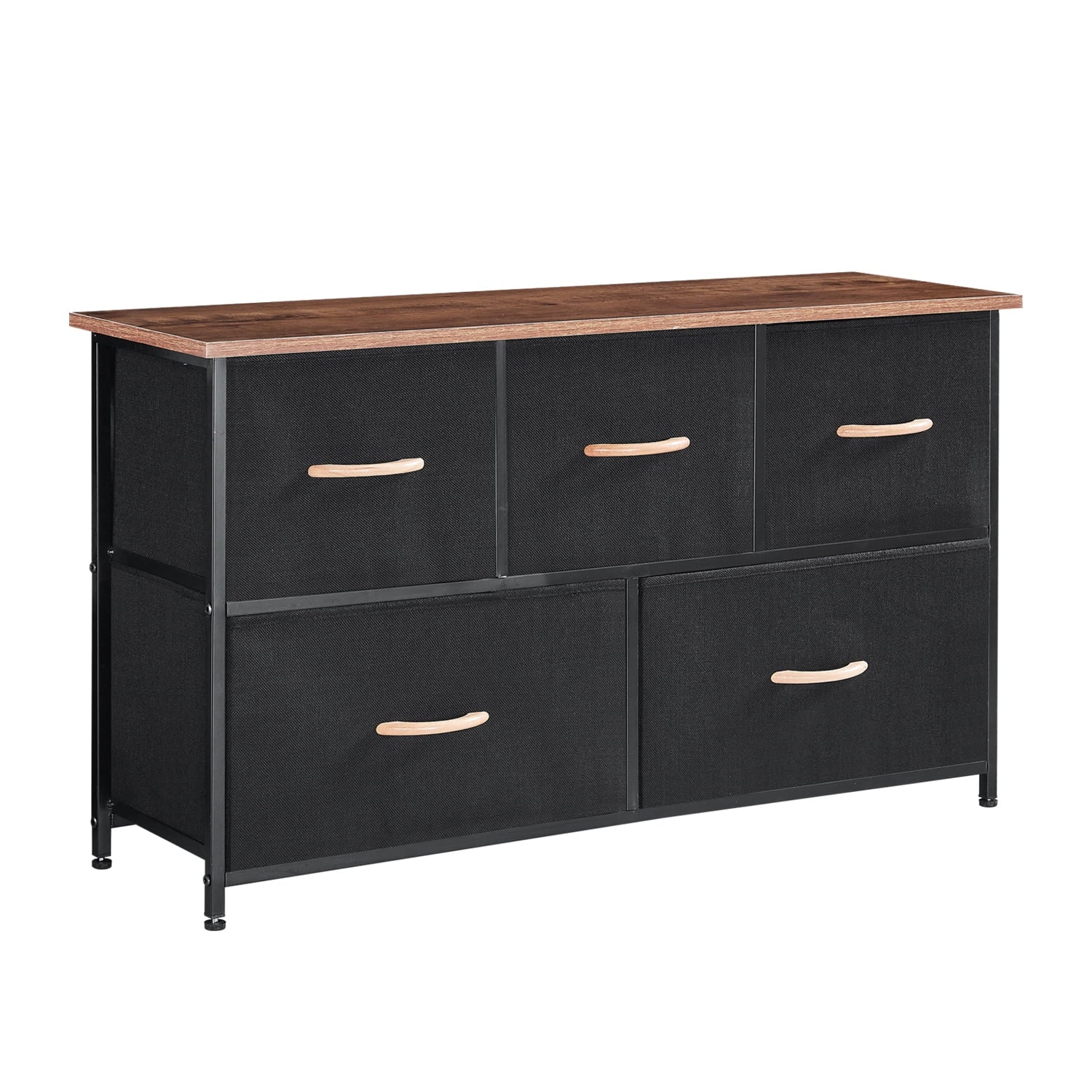 5 Drawer Dresser Storage Tower with Steel Frame Wood Top X639671