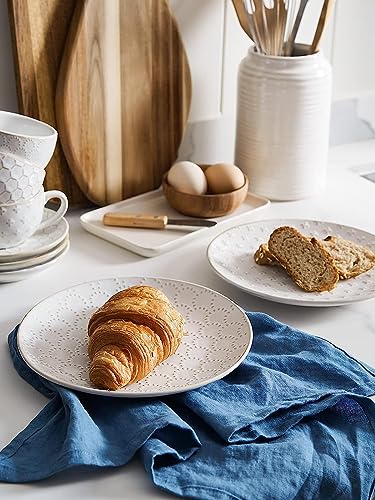LE TAUCI Dinnerware Sets 12 PCS Ceramic Plates and Bowls Set Arctic White T125