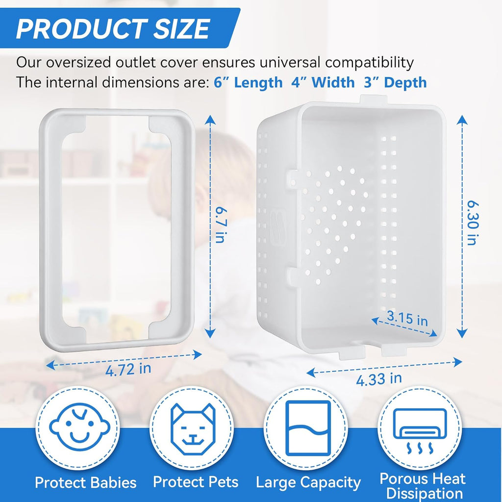 Feekoon 2Pack Extra Large Baby Proof Outlet Covers Box for Childproof F42032