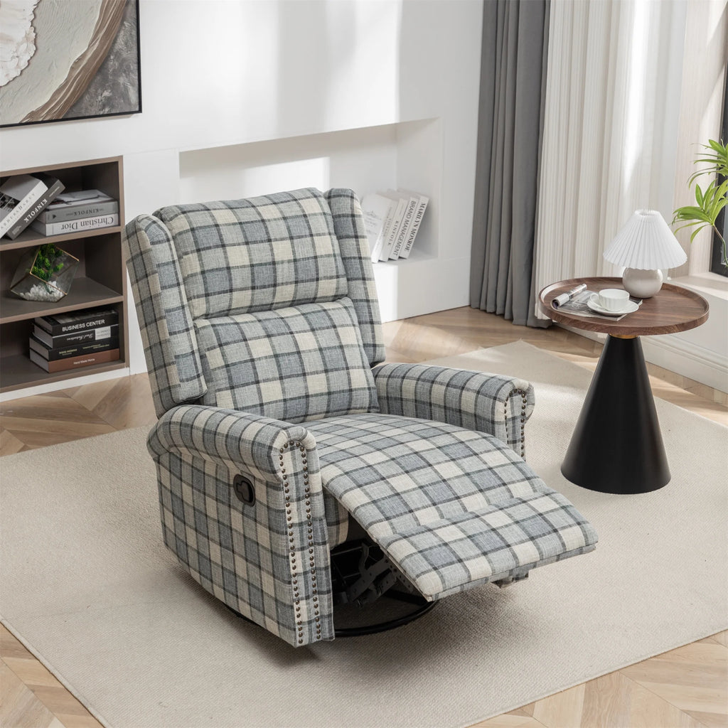 Swivel Rocker Recliner Chair with Padded Seat, Green E134