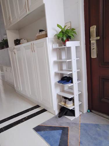 Wooden Shoe Rack 7-Tier Narrow Storage Organizer White O7237