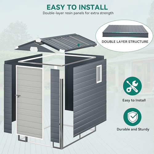 Light Gray Resin Tool Shed 36 Cu Ft Outdoor Storage a7