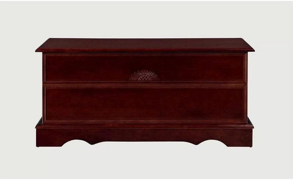 Cedar Lined Wood Storage Blanket Chest Trunk, Warm Brown E1208