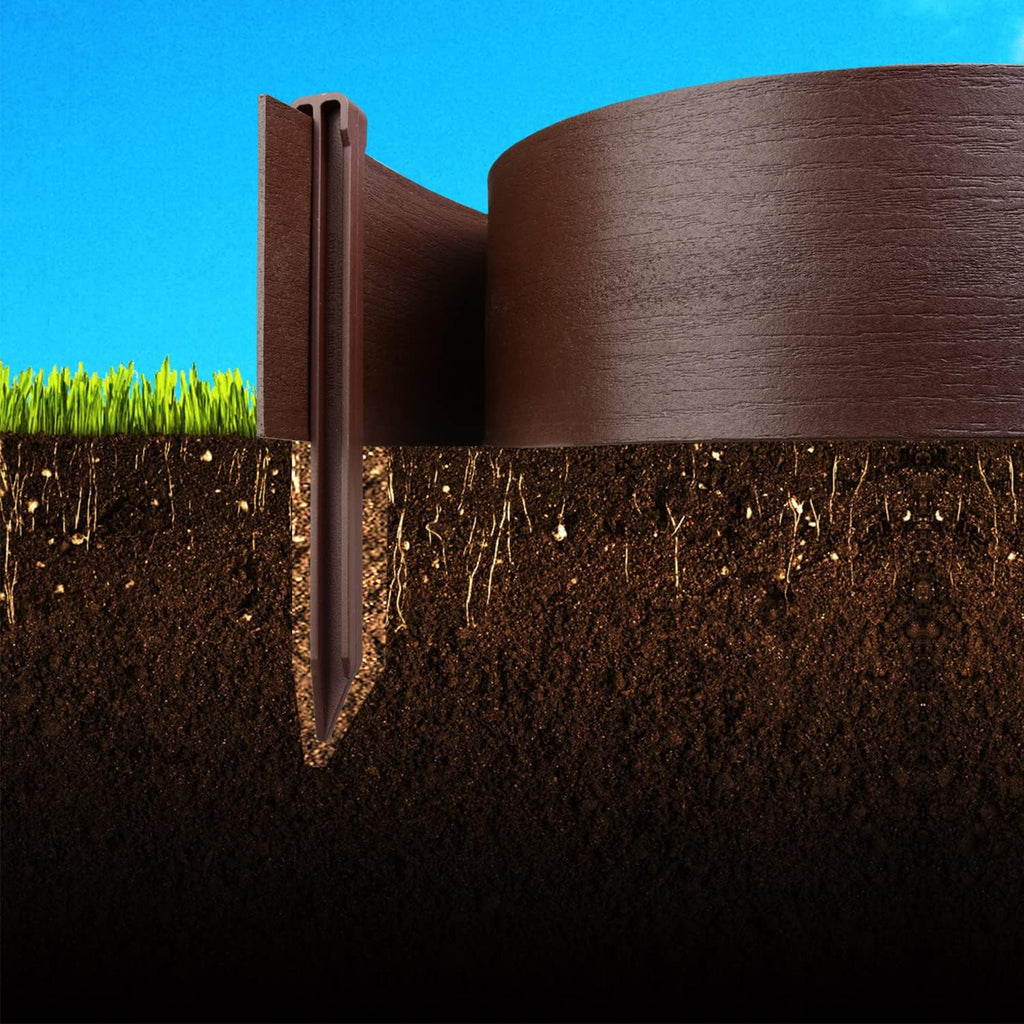 Landscape Edging Coil 40ft 5in with Stakes Brown k7