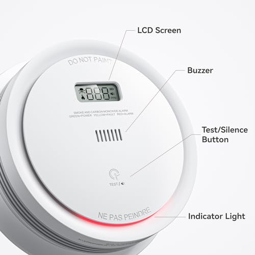Smoke & Carbon Monoxide Detector Combo, 10-Year Battery, LCD Display, 1 Pack U630