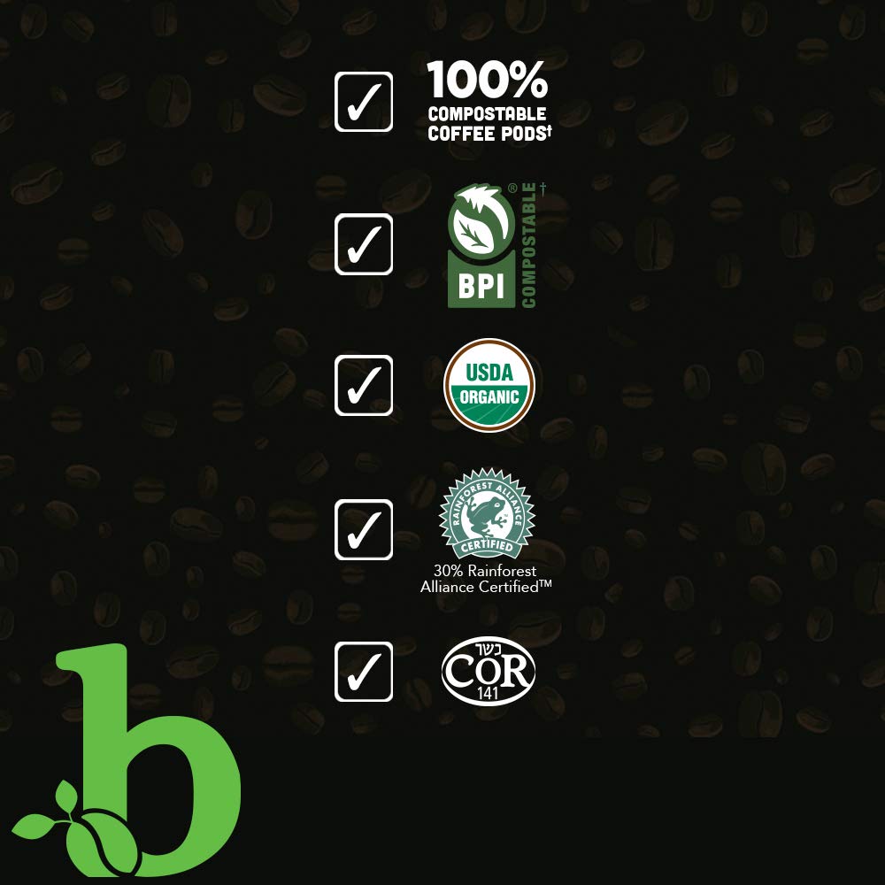 beaniac Organic Daily Dose Donut Shop Light Roast Single Serve Coffee Pods, 30 Count N808349