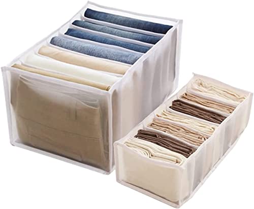 Drawer Organizer for Clothes, 7 Grids Washable Wardrobe Storage Box, White Large S56504