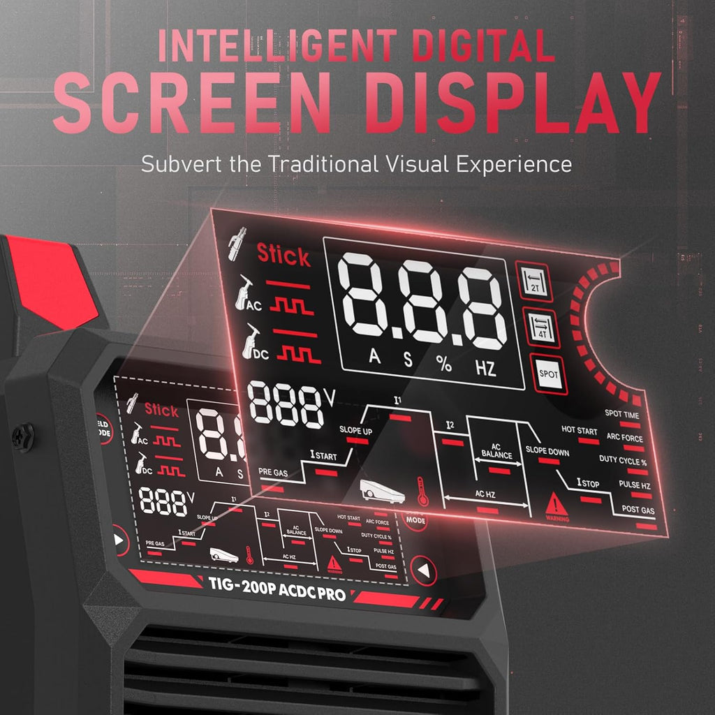 AC/DC Aluminum TIG Welder with Pulse LED Display, Dual Voltage k7m