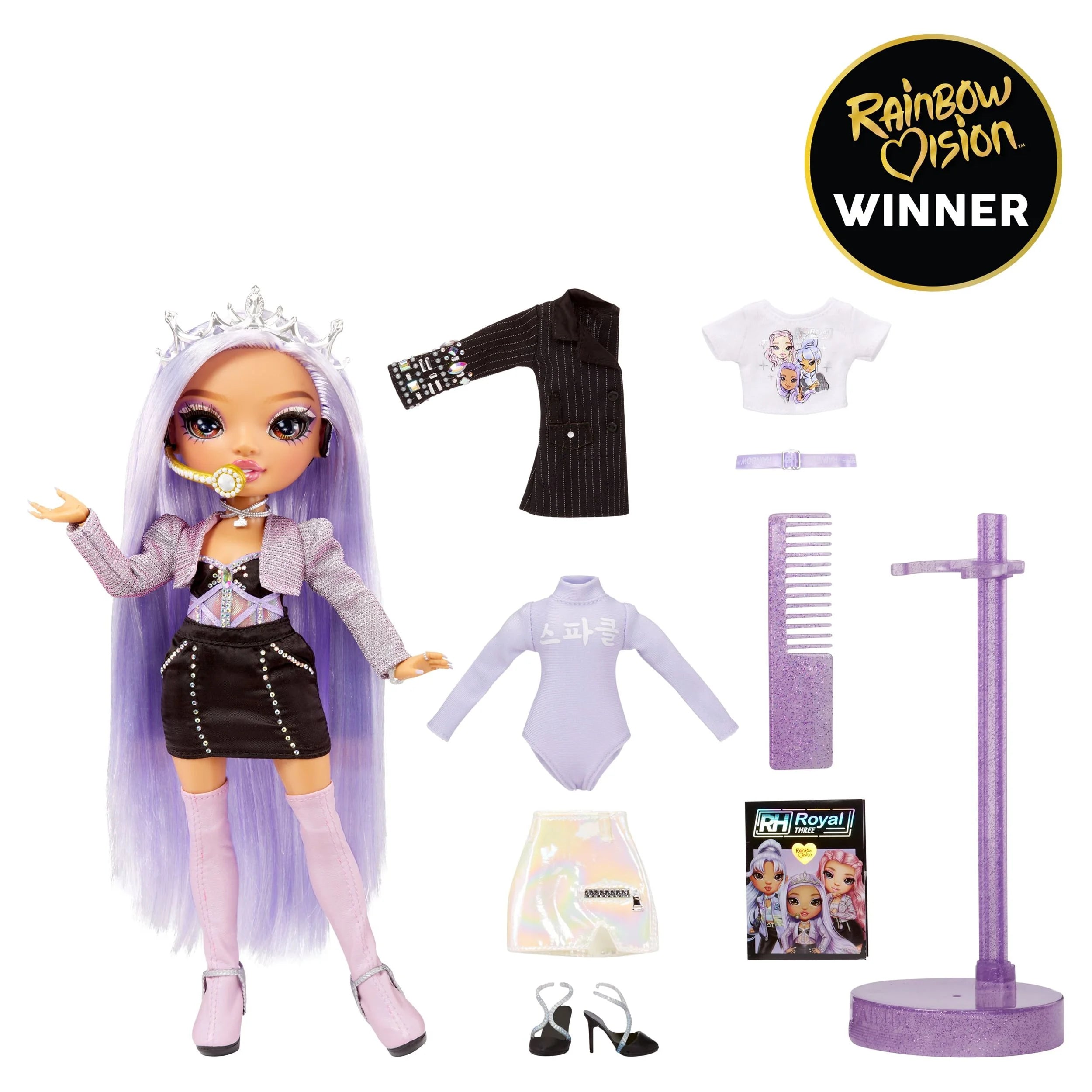 K Pop Fashion Doll with 2 Outfits and Microphone Set a7